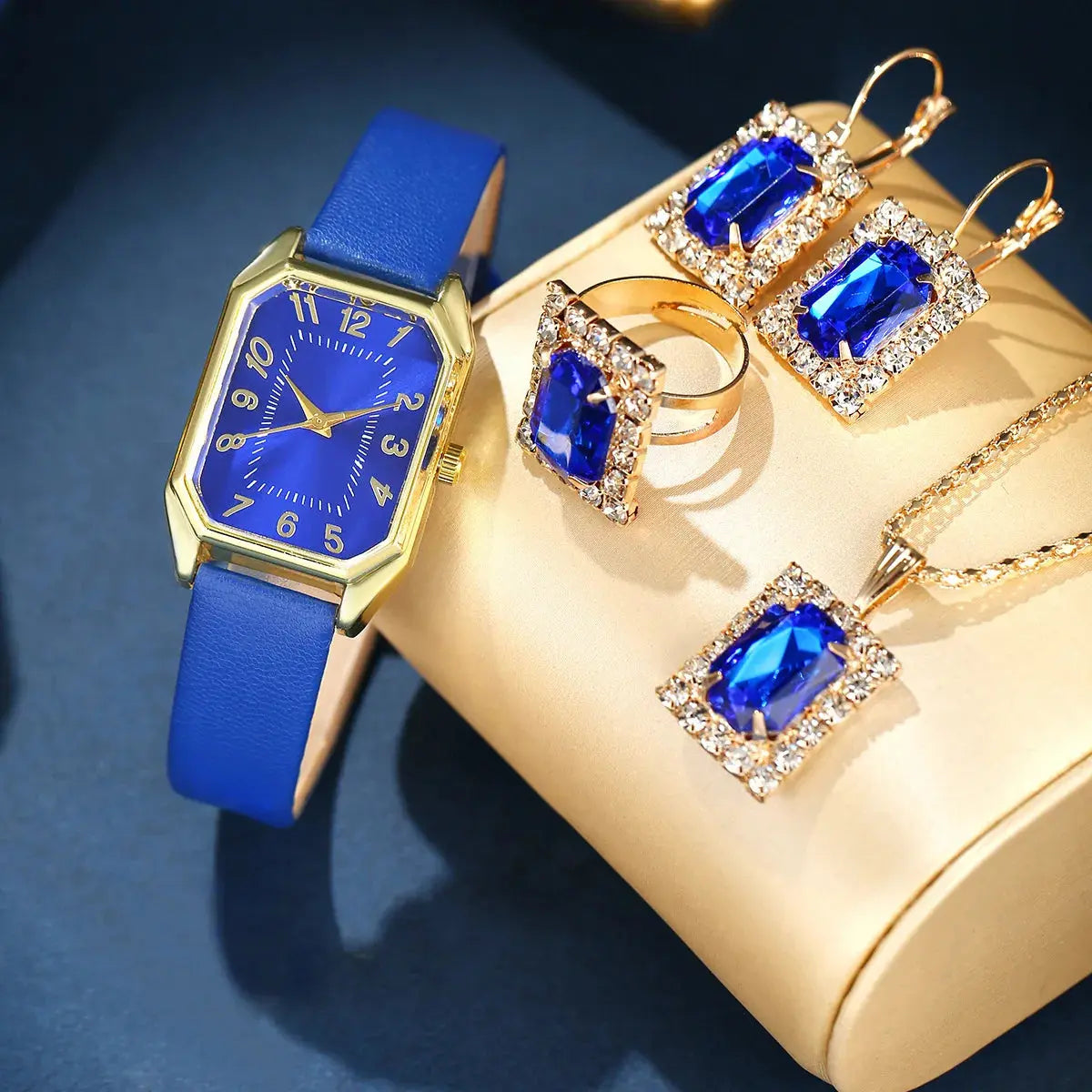 Luxury Women's Square Watch & Jewellery Set – Elegant Quartz Gift Collection Pantefa
