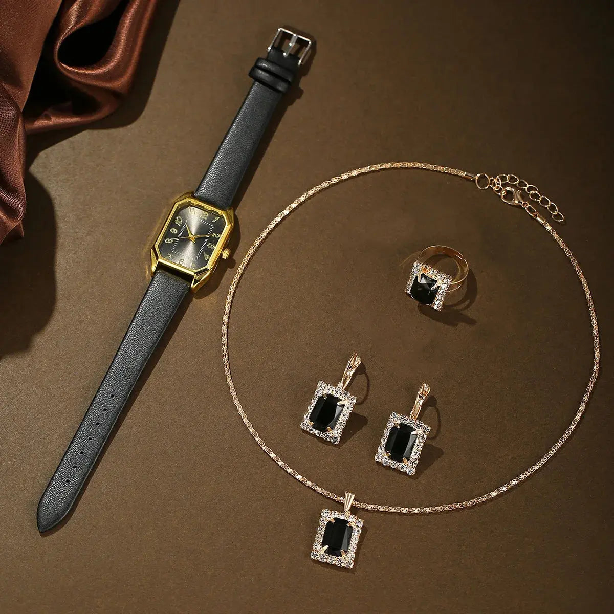 Luxury Women's Square Watch & Jewellery Set – Elegant Quartz Gift Collection Pantefa