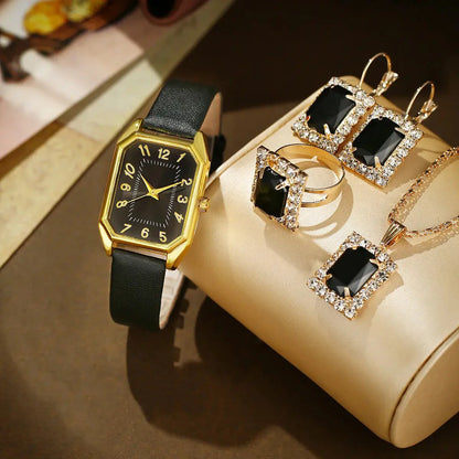 Luxury Women's Square Watch & Jewellery Set – Elegant Quartz Gift Collection Pantefa