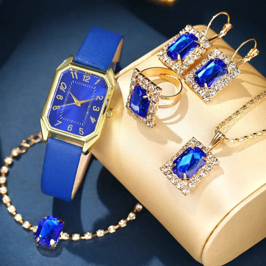 Luxury Women's Square Watch & Jewellery Set – Elegant Quartz Gift Collection Pantefa