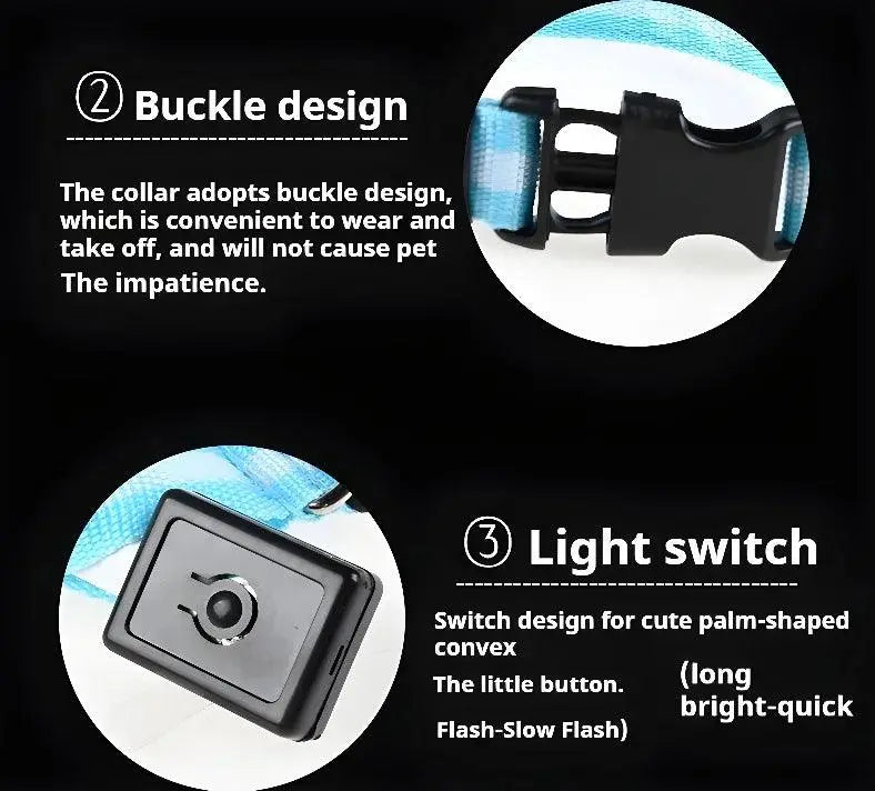 LED Night Safety Dog Collar Pantefa