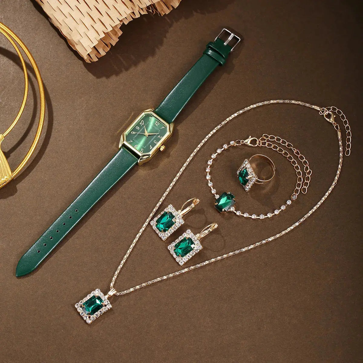 Luxury Women's Square Watch & Jewellery Set – Elegant Quartz Gift Collection Pantefa