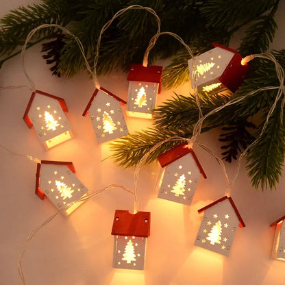 Christmas Wooden House LED String Light Pantefa