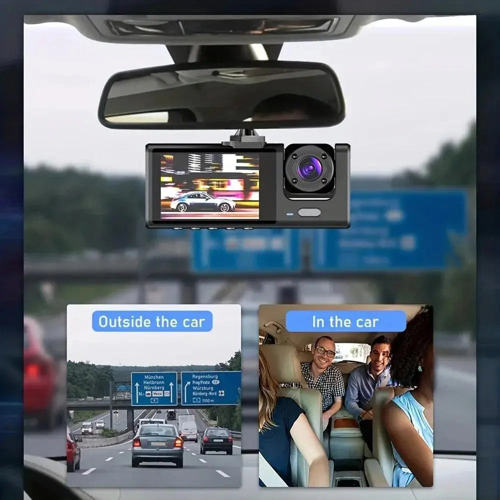 Triple Camera Dash Cam with Loop Recording Pantefa