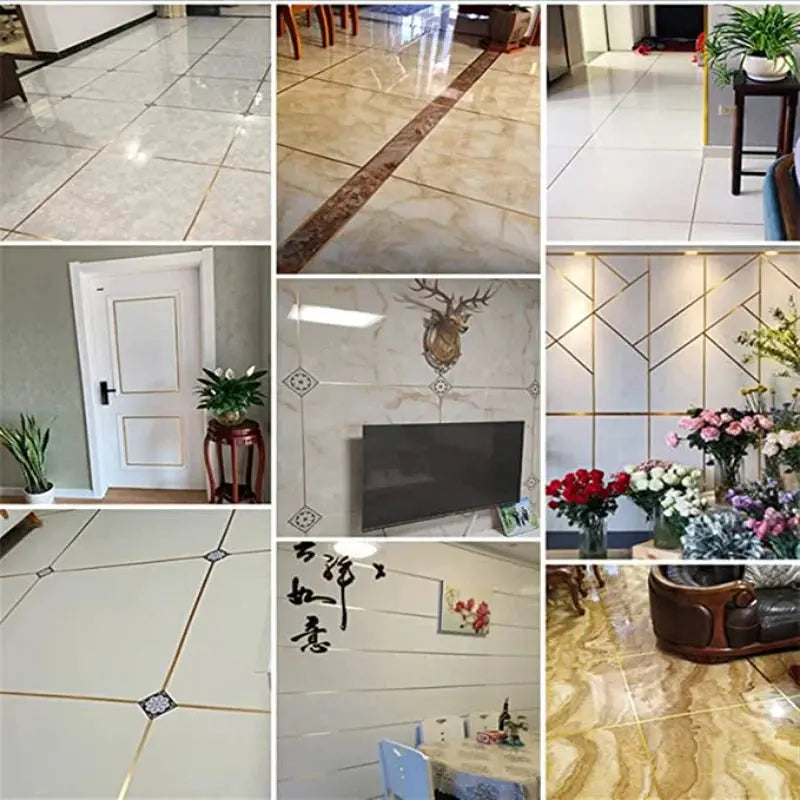 50M Brushed Gold Silver Floor Edging Waterproof Seam Wall Stickers Pantefa