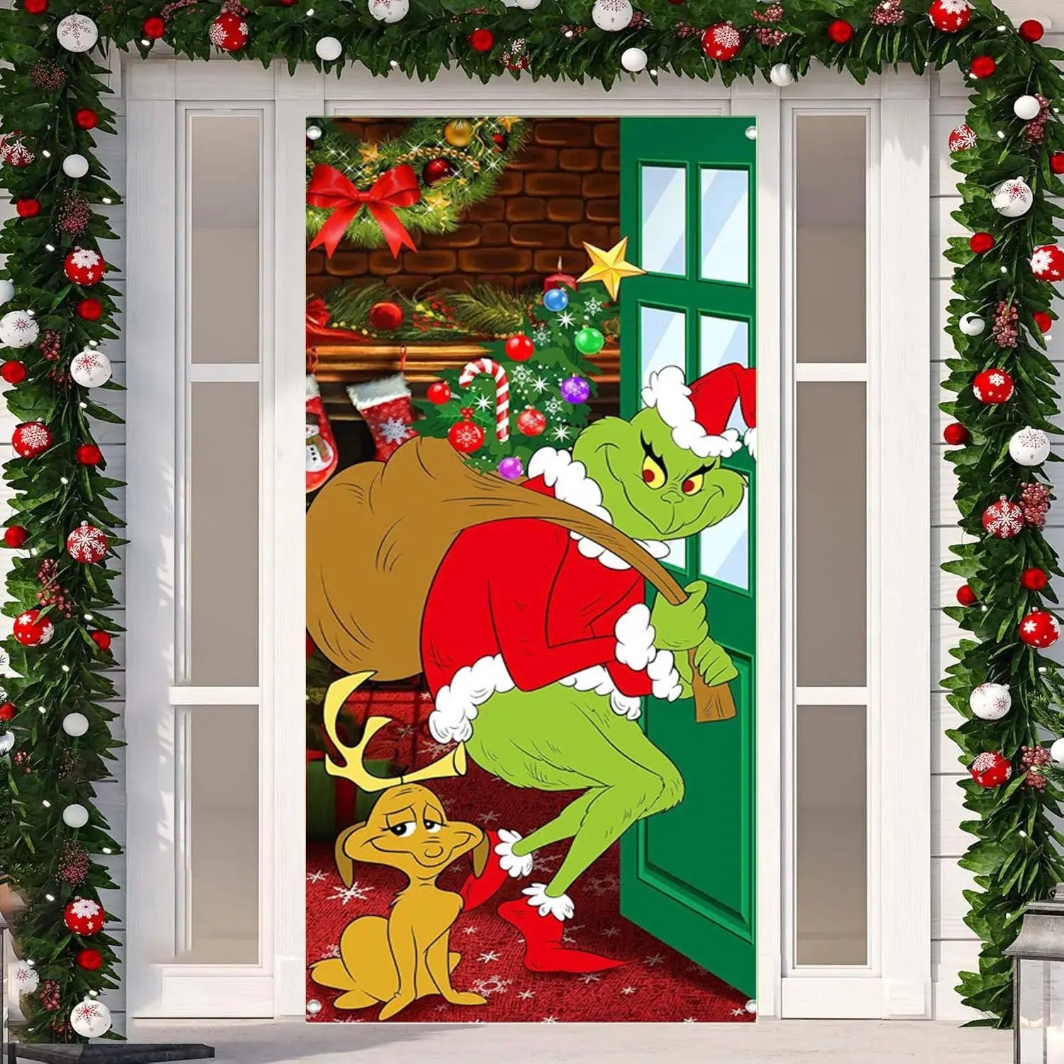 90 * 180cm  monster Thief Shaped Christmas Door Cover and Banner Decoration Christmas Party Decoration Pantefa