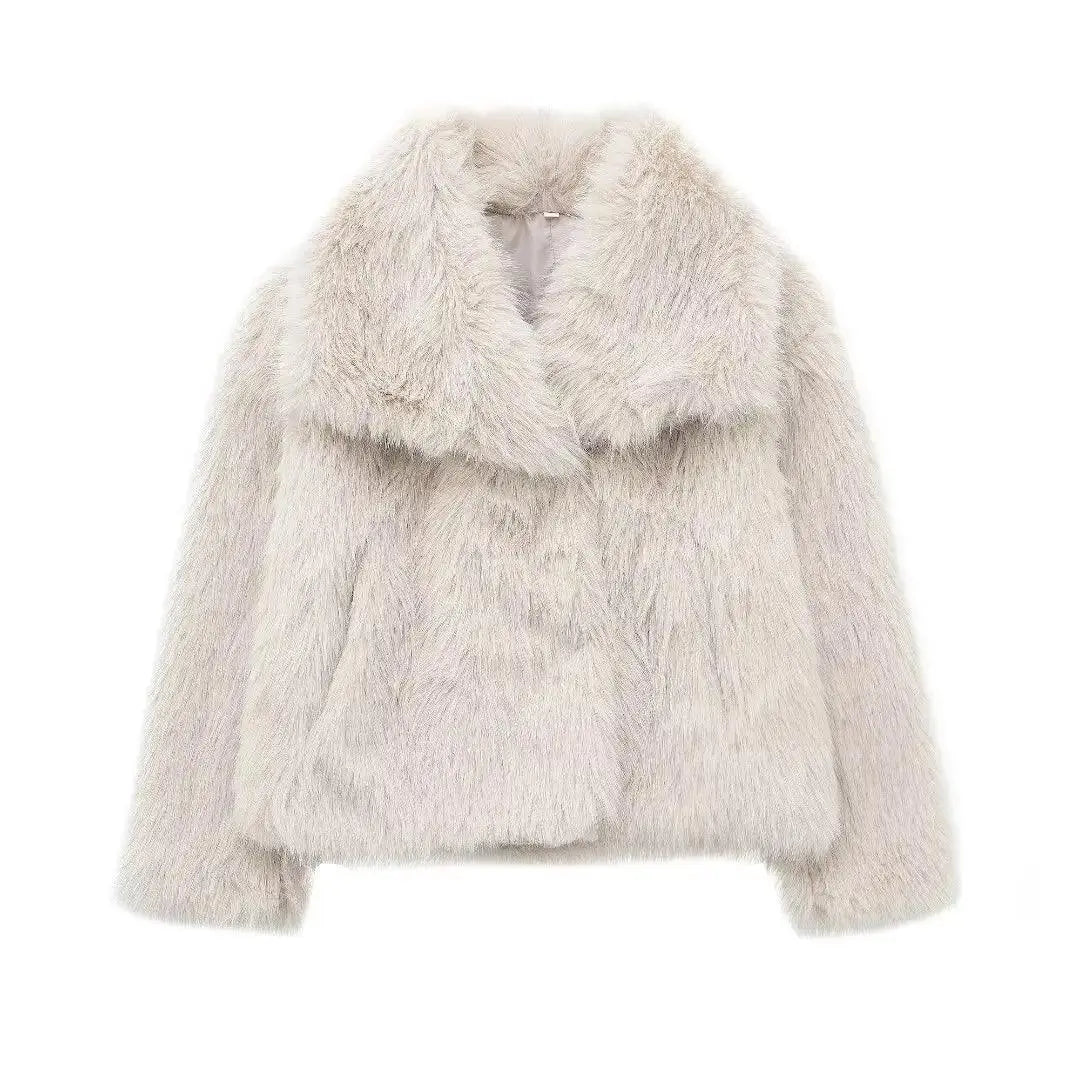 Chic Women’s Cropped Faux Fur Jacket - Stylish Autumn/Winter Outerwear Pantefa