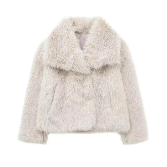 Chic Women’s Cropped Faux Fur Jacket - Stylish Autumn/Winter Outerwear Pantefa