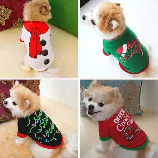 Christmas Dog Clothes New Year Pets Dogs Clothing For Small Medium Dogs Costume Chihuahua Pet Shirt Warm Dog Clothing Yorkshire Pantefa