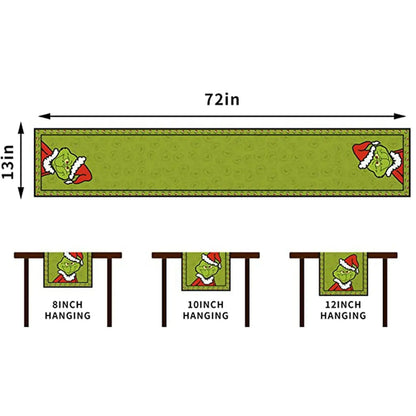 Linen Green Christmas Table Runner – Festive Holiday Dining Room Decoration Pantefa