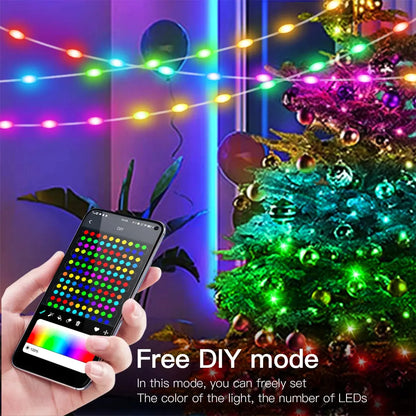 20M 10M 5M LED Christmas Lights Fairy String Light Smart Bluetooth Addressable Curtain Lights Garland Festoon Home Party Decor Pantefa