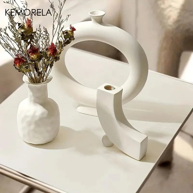 Nordic Halo Blooms: The Playful Donut Vase for Modern Homes Pantefa