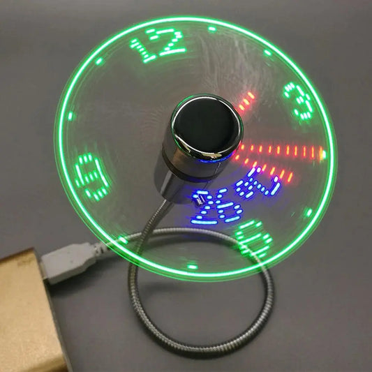 LED USB Clock Fan Portable Pantefa