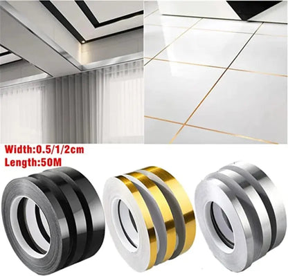 50M Brushed Gold Silver Floor Edging Waterproof Seam Wall Stickers Pantefa