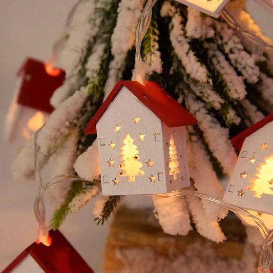 Christmas Wooden House LED String Light Pantefa