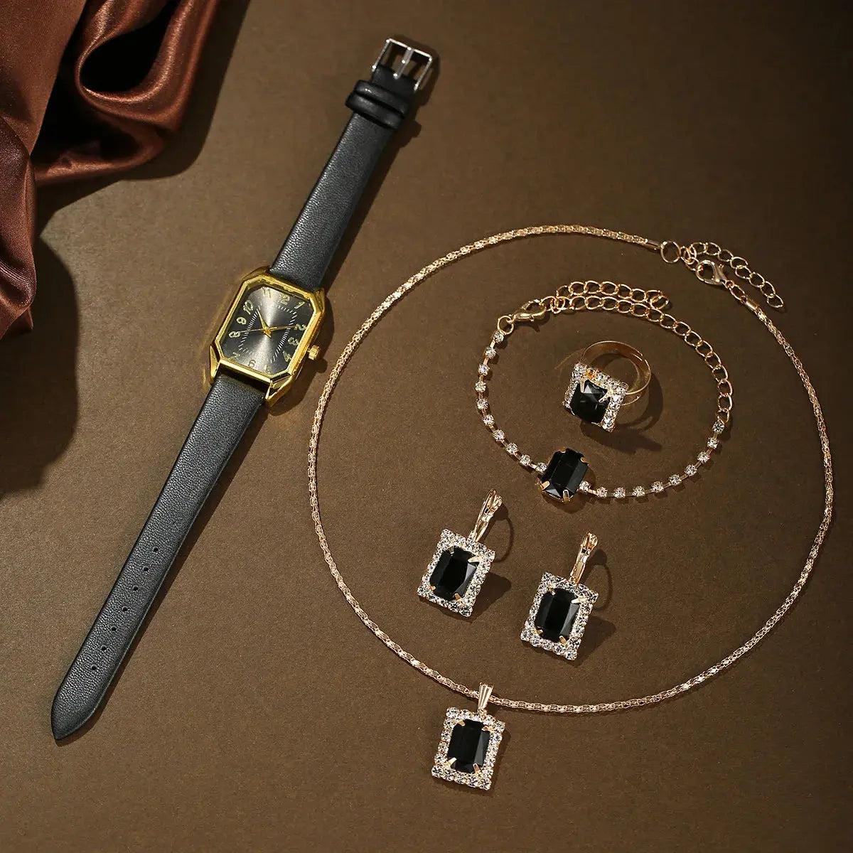 Luxury Women's Square Watch & Jewellery Set – Elegant Quartz Gift Collection Pantefa