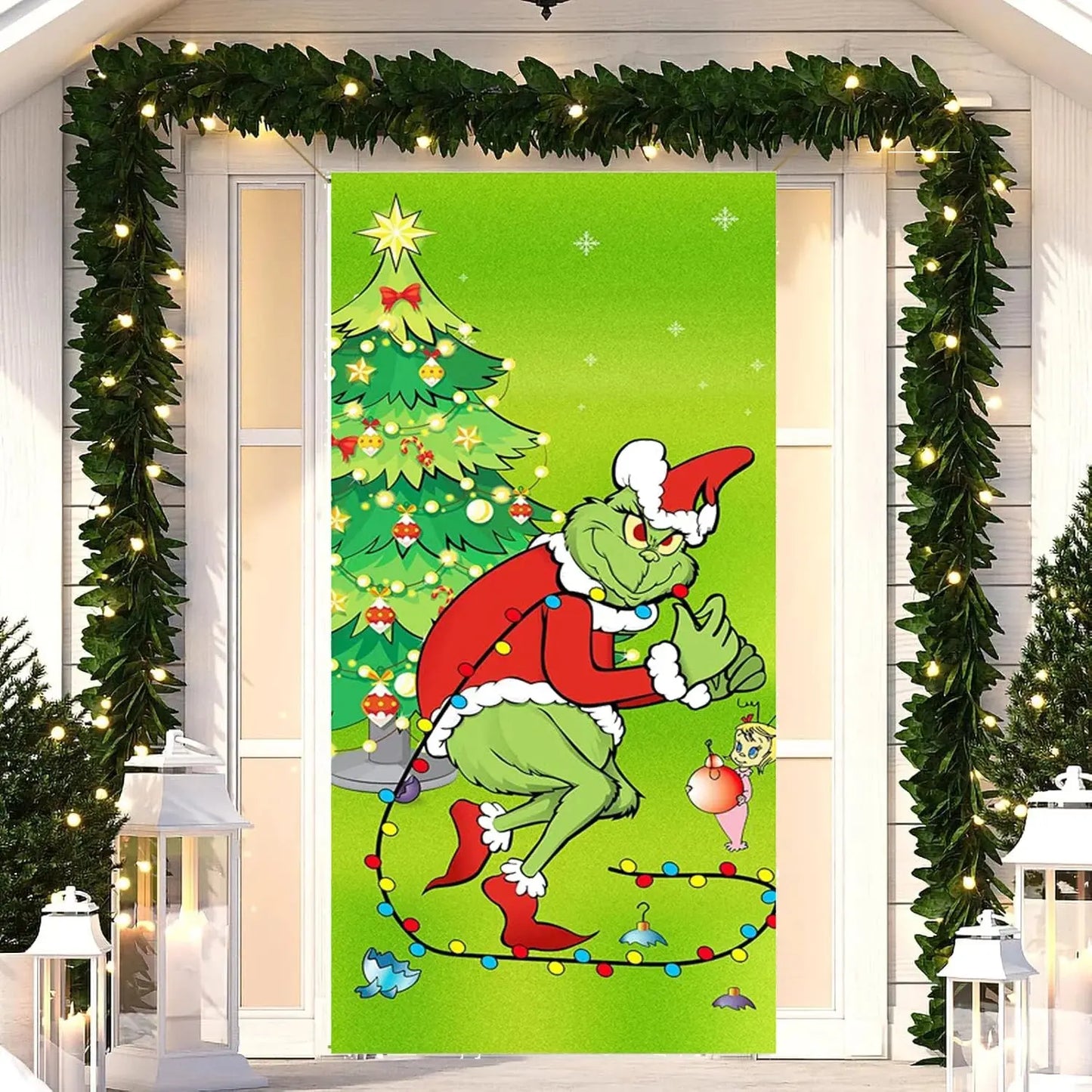 90 * 180cm  monster Thief Shaped Christmas Door Cover and Banner Decoration Christmas Party Decoration Pantefa