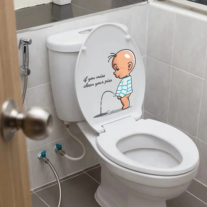 Funny Toilet Warning Stickers – Removable Child Urination Decor Pantefa