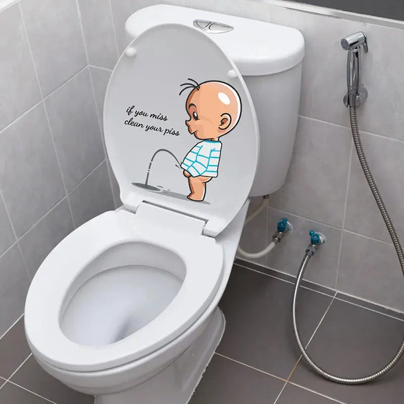 Funny Toilet Warning Stickers – Removable Child Urination Decor Pantefa